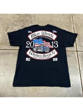 vintage bike week weirs beach american flag motorcycle band shirt size large